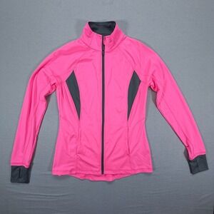 Tek Gear DryTek Track Jacket Womens Medium Pink Full Zip Mesh Thumbhole